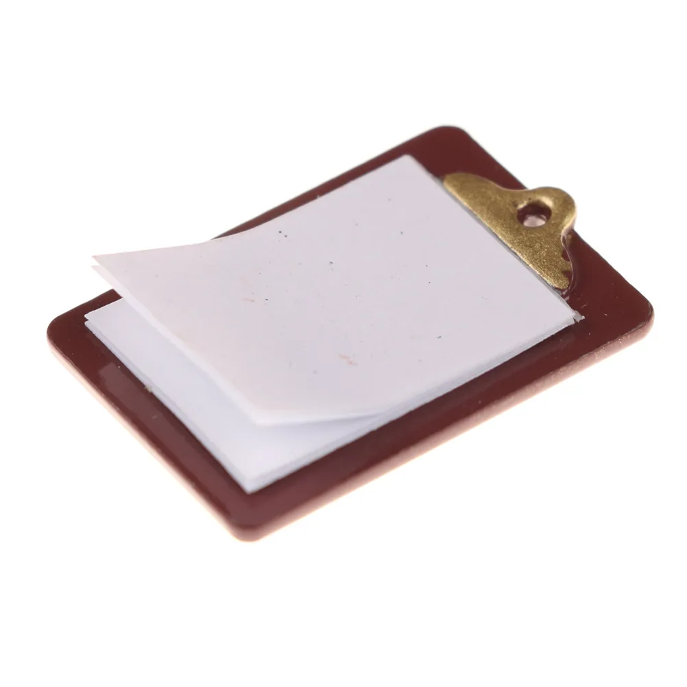 Mini Dollhouse Miniature Accessories Alloy Clipboard with Real Paper Attached for 1:6 or 1:12 dollhouse