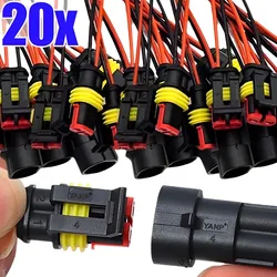 20/10pcs Waterproof Automotive Male Female Electrical Connectors Plug 2-Pin Way with Wire for Car Motorcycle Scooter Marine