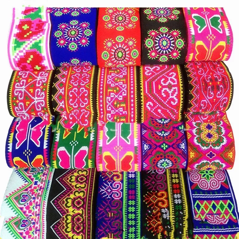 شريط جاكار على الطراز العرقي من البوليستر ، دانتيل حياكة الملابس بنفسك ، إكسسوارات الملابس ، حزام