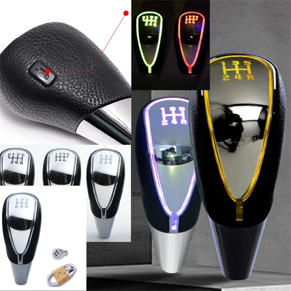 Universal 110mm 7 Colors Changes 5 6R Car Touch Activated LED Light Illuminated Gear Shift Knob Shifter Lever MT Fit For Toyota