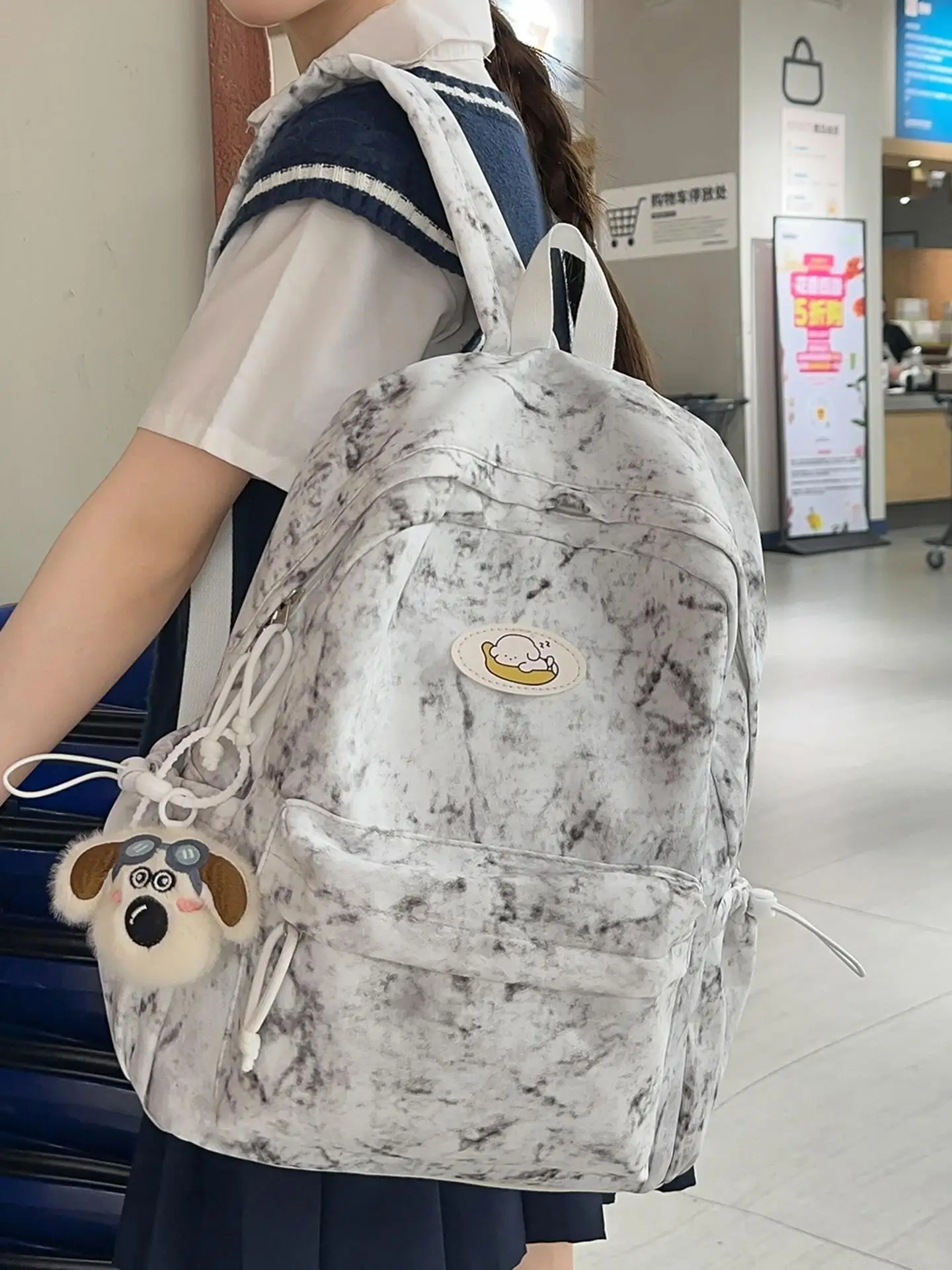 fashionable-dyed-backpack-lightweight-simple-design-for-junior-and-high-school-girls-zipper-closure-waterproof-canvas-strap