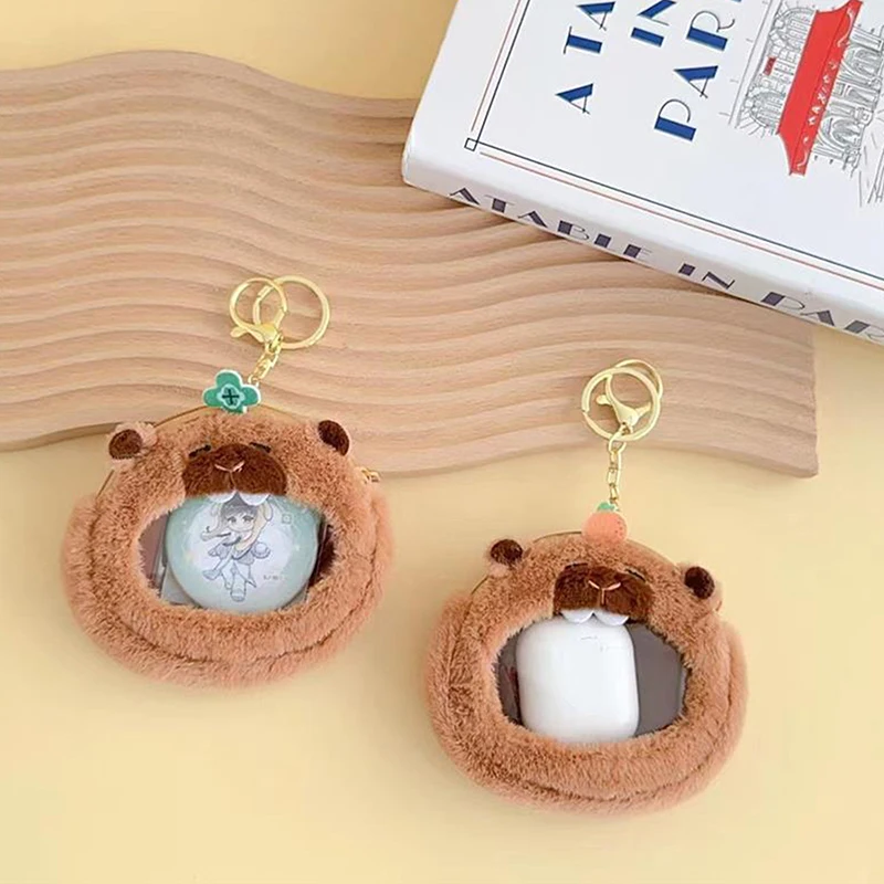 Capybara-monedero de felpa de dibujos animados, bolsa de almacenamiento de auriculares, llavero, colgantes, adornos, accesorios de moda, regalos