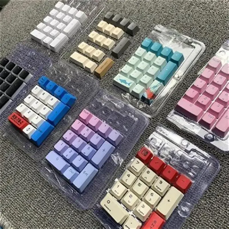 Teclado mecánico Zona numérica Keycap PBT Sublimación caliente Rosa gris Blanco Azul Rojo 17 teclas Transmisión de luz