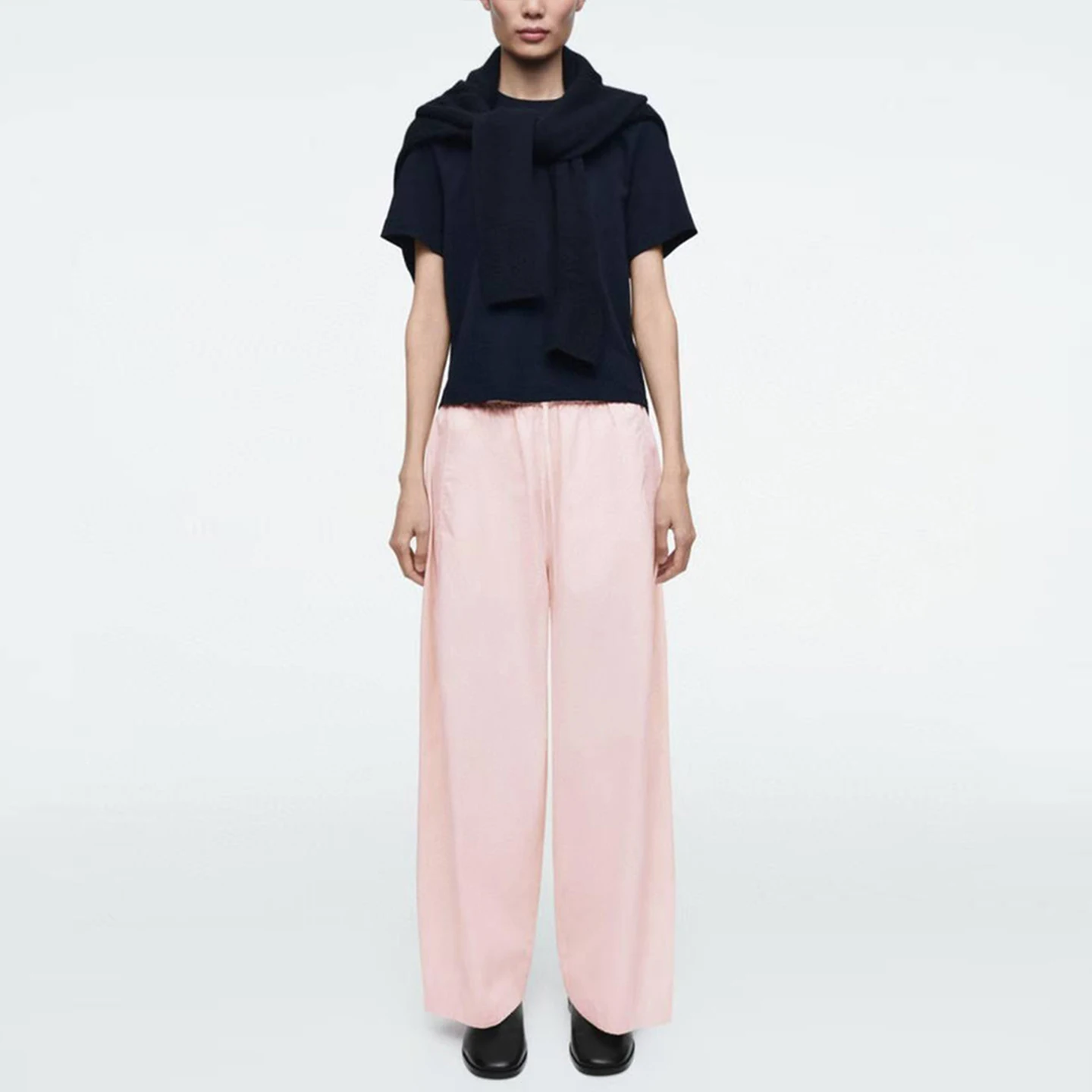 Women's High Waist Dstring Elastic Waist Long Pants Autumn New Sle Comfortable Breathable Straight Leg Trousers