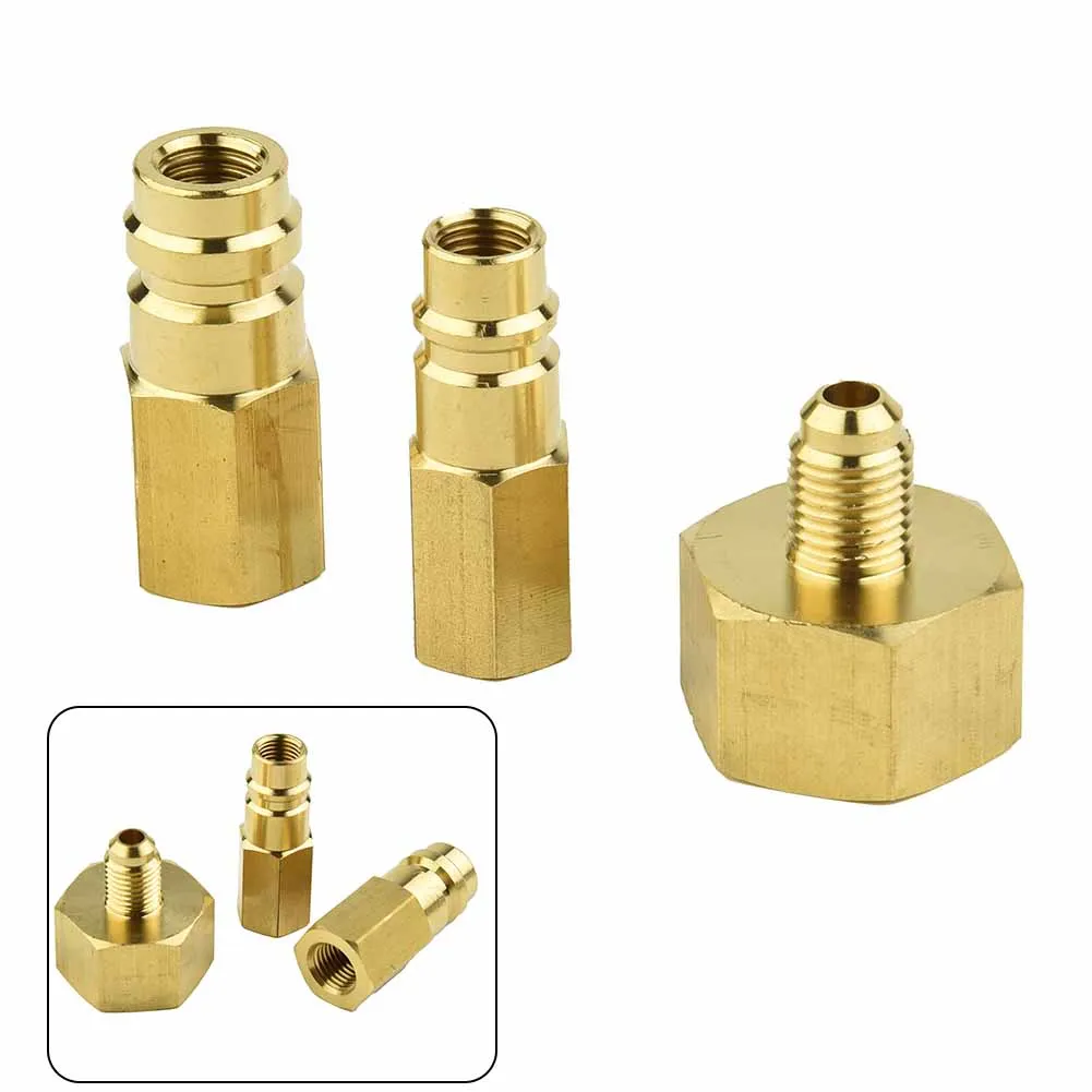 3pcs Bottle Adapter Set For R134a Air Conditioning Gas Transfer Adapter Automotive HVAC Connection
