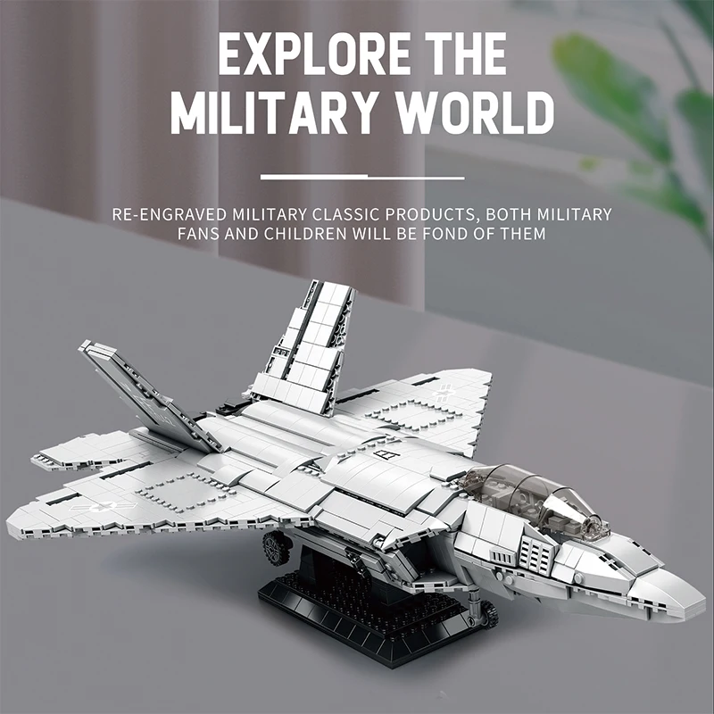 Technical USA F22 Raptor Stealth Strategic Fighter Building Blocks Supersonic Airplane Model Bricks Boy Toys Adult Gift for Kids