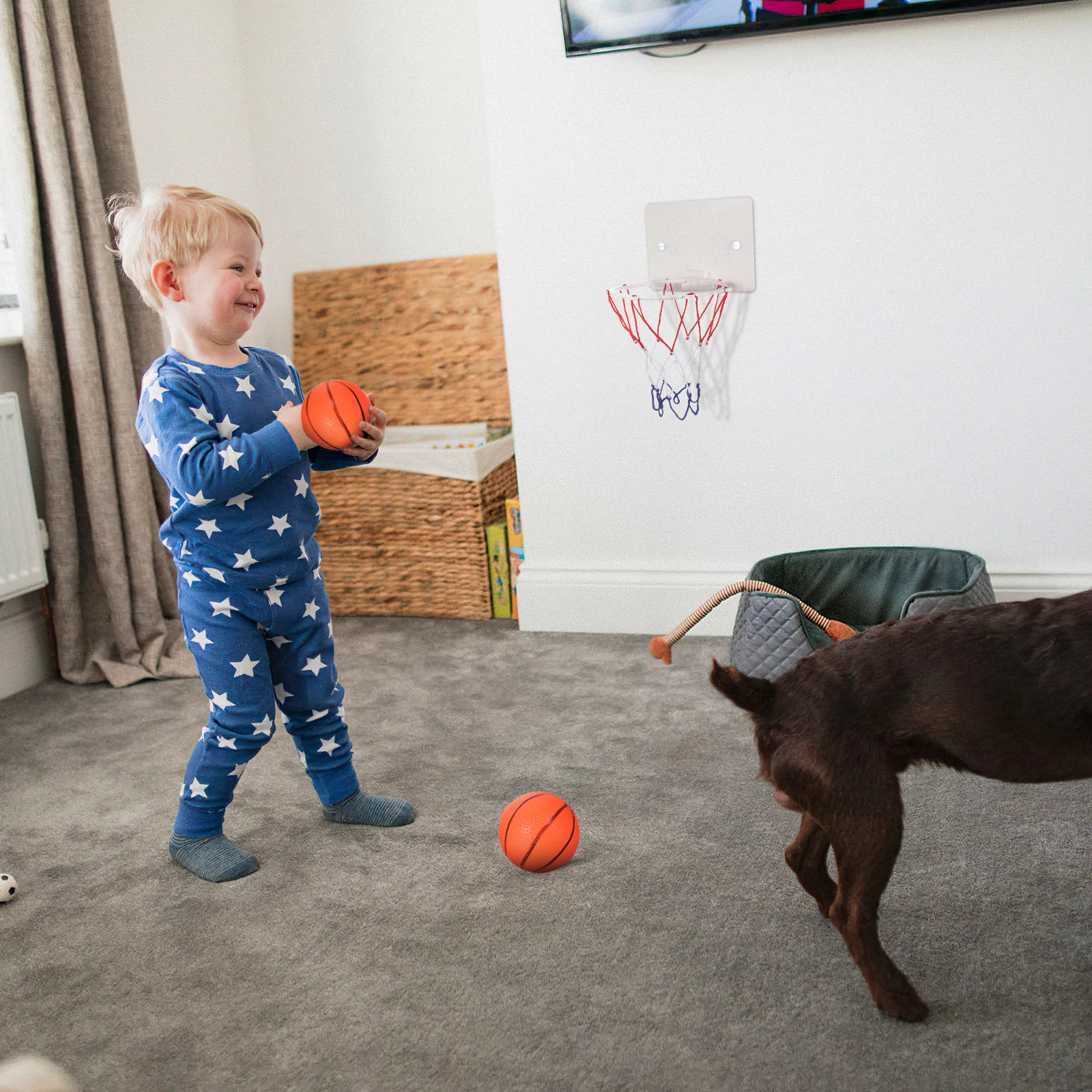 

Wall Mounted Material Basketball Kids Toddler Hoop Indoor Play Portable Wall-Mounted Basketball Toy Bedroom Toy Set