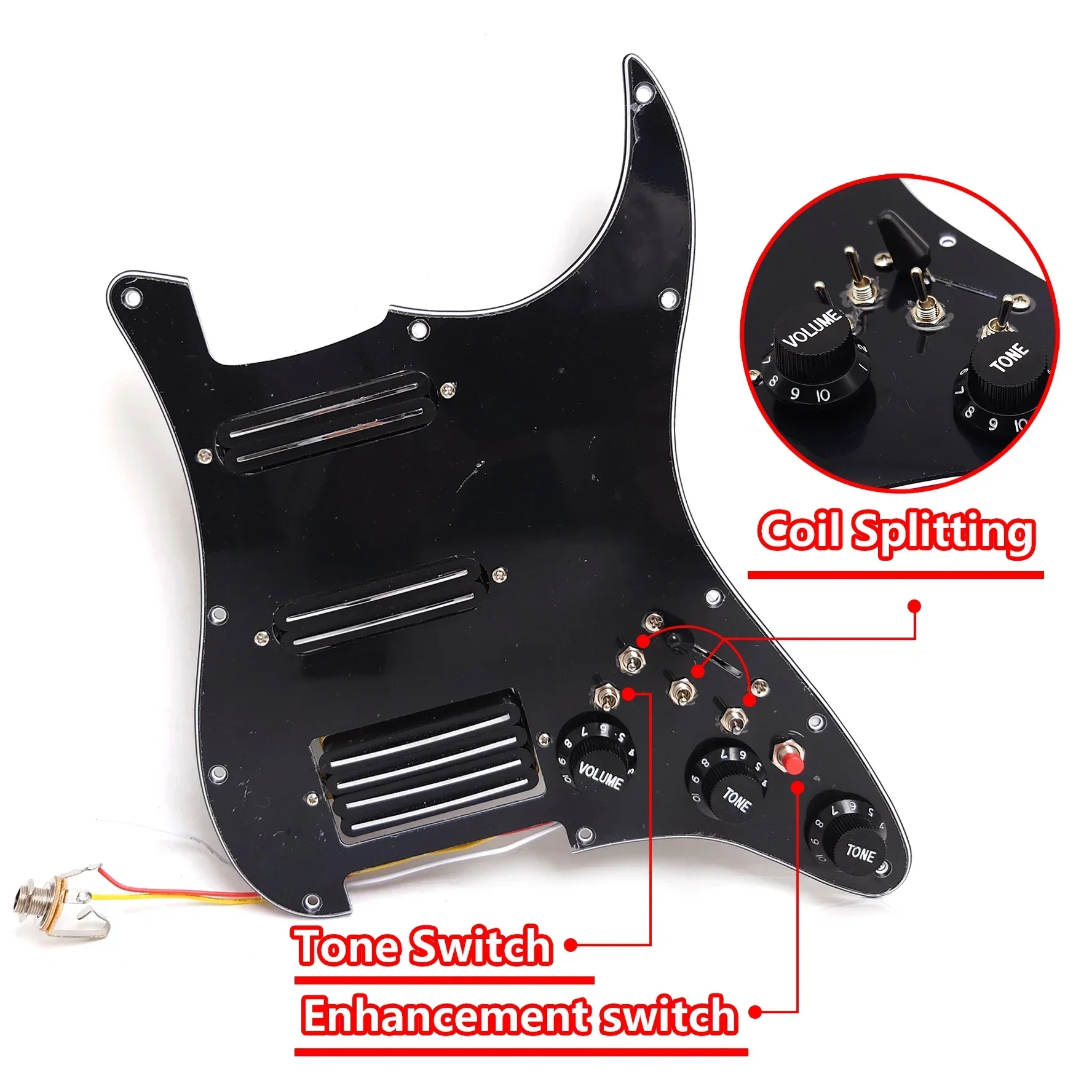 Pre‑Wired SSH Pickguard Assembly with Coil‑Splitting Function, Pre‑Soldered  Pickguard Ready to Install for SSH Style Guitar