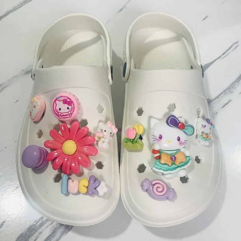 Sanrio Hello Kitty Shoe Accessories Cute Anime Melody Cinnamon Dog Culomi 3D Resin Shoe Flower Kids Holiday Gifts