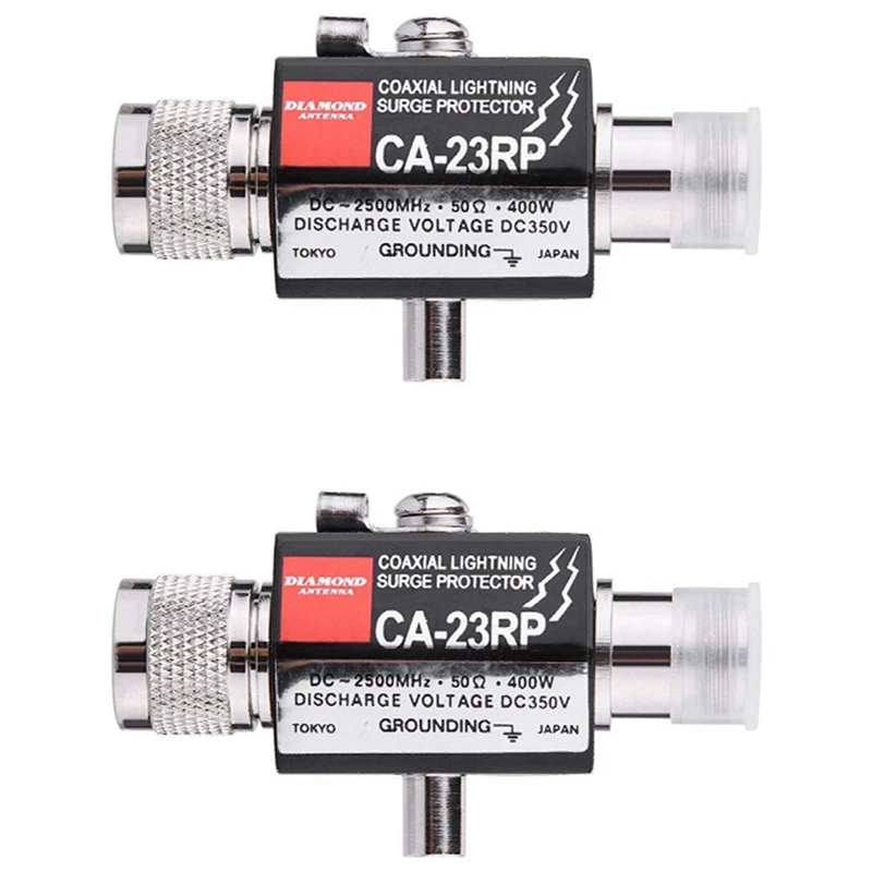 2X CA-23RP Lightning-Arrester Protector N Male To N Female Coaxial Radio Repeater Anti-Lightning Antenna Surge Protector