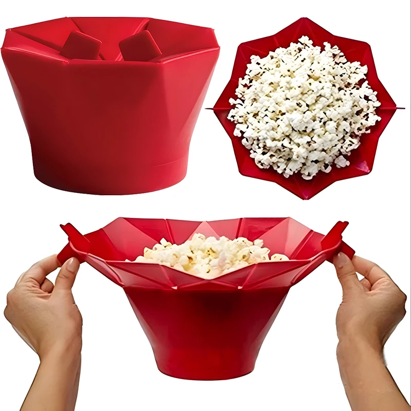 Foldable Silicone Silicone Popcorn Bowls High Quality Kitchen Easy Tools DIY Popcorn Bucket Bowl Maker Popcorn Microwaveable