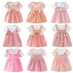 Sommer Neugeborene Baby Prinzessin Kleid Kurzarm niedlichen rosa Kinder Kleid Kind Mädchen Kleidung Blume Geburtstags feier Kostüm