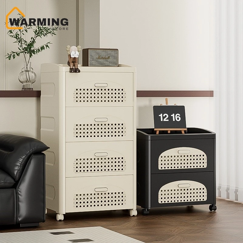 

Warming Home Small Cart Storage Rack Multifunctional Organizing Box Living Room Bedroom Dust-proof Book Snack Storage Cabinet