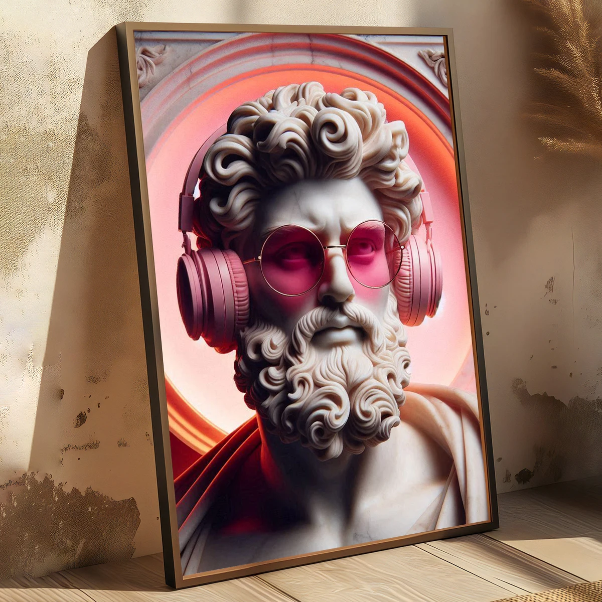 Funny Ancient Greek Sculpture Plays with Mobile Phone Canvas Prints Statue Blows Bubble Wall Art Poster Modern Living Room Decor
