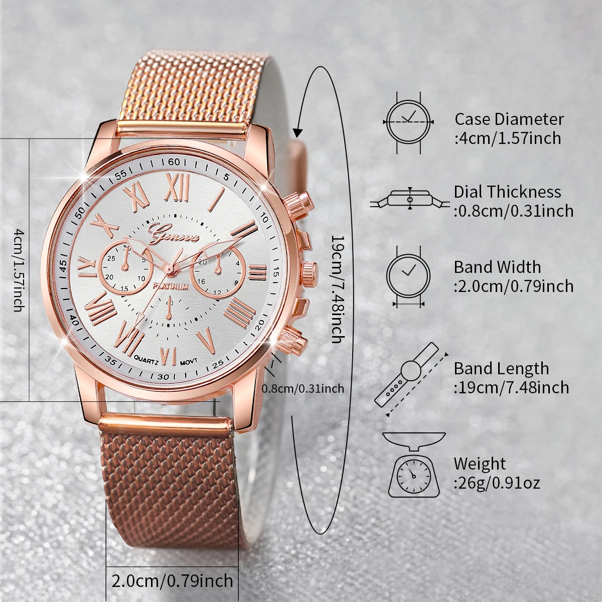 5PCS/Set Geneva Watch Fashion Plastic Band Women Watches Rhinestone Heart Jewelry Set Ladies Quartz Watch（Without Box）