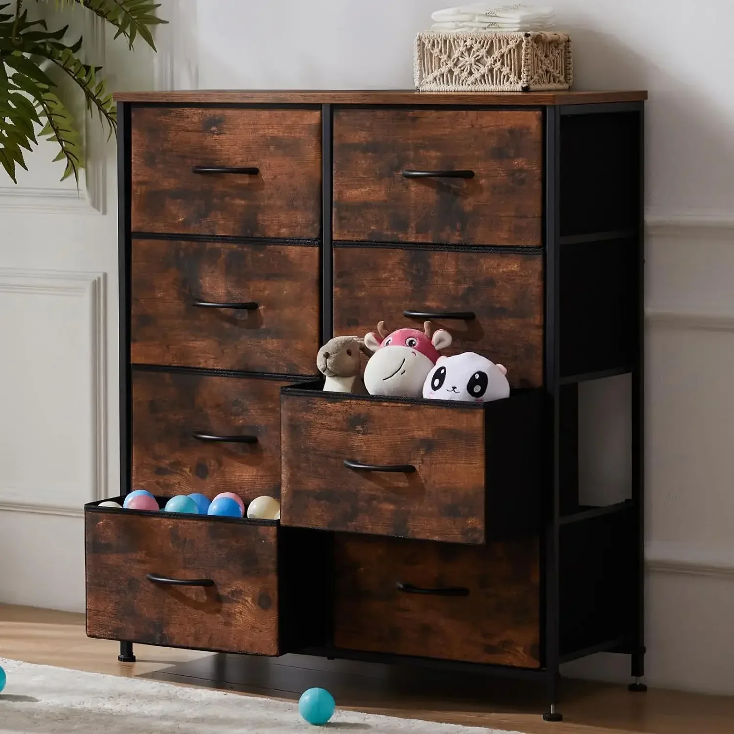 

Dresser for Bedroom, Chest of Drawers, Closet Storage with 8 Drawers, Cloth Clothes Organizers Tower with Fabric Bins