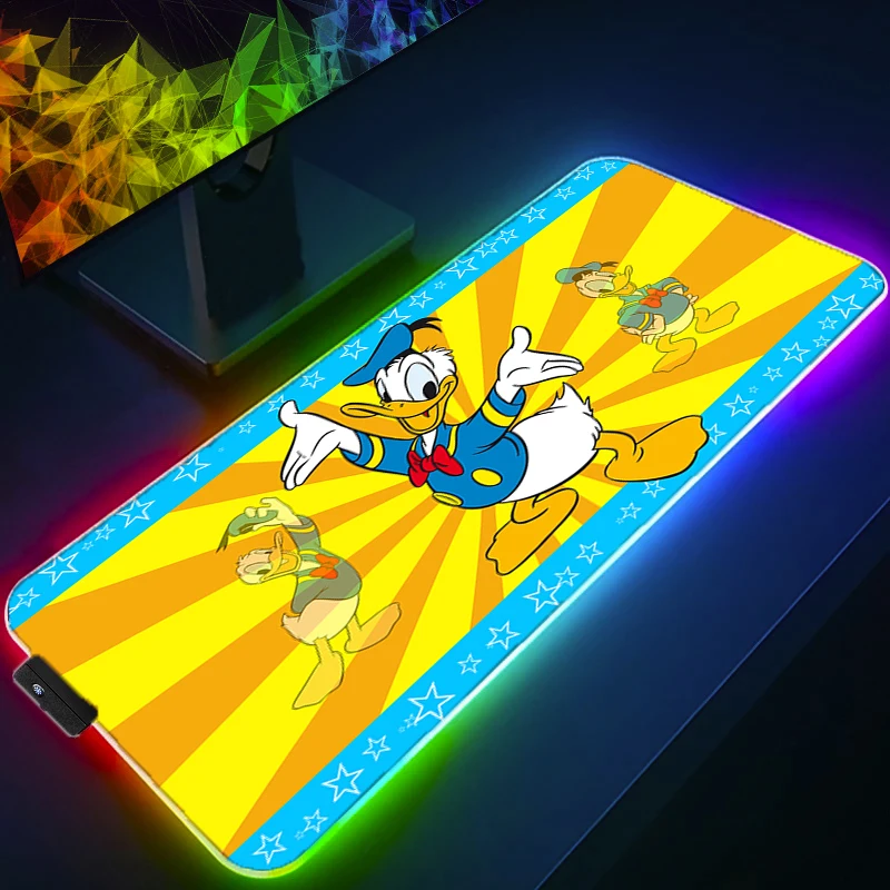 RGB LED Mouse Pad Extra Large Laptop Keyboard Cushion cartoon Anime Girl Style Office Anti Slip Mouse Pad Gift Donald Duck