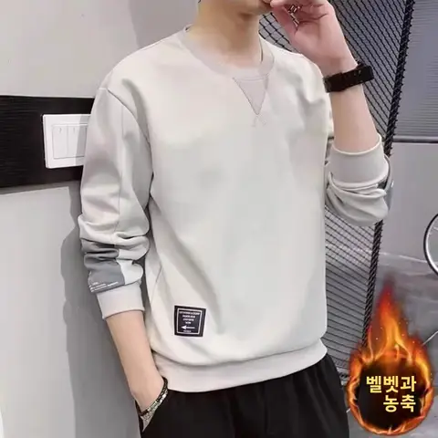 기모 후드티 라운드넥 기모 루즈핏 두꺼운 긴팔 봄가을 겨울 후드티 스웨트셔츠 후드티 스웨트셔츠