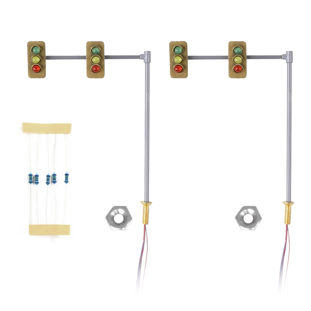 N 체중계 도로 교차로 보행용 LED 신호등 모델, 철도 열차 레이아웃 액세서리, 2 개