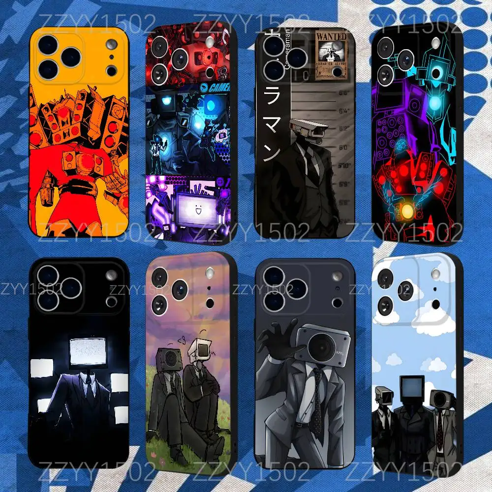 

Skibidi Toilet TV Man Phone Case For iPhone 17,16,15,14,13,12,Pro,Max,Plus,E,SE4,Air,Mini Black Funda Shell