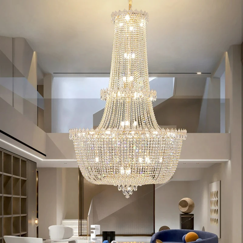 Imagem -03 - Modern k9 Crystal Duplex Chandelier Grande Iluminação Decoração do Lar Villa Teto Sala de Estar Novo 2024