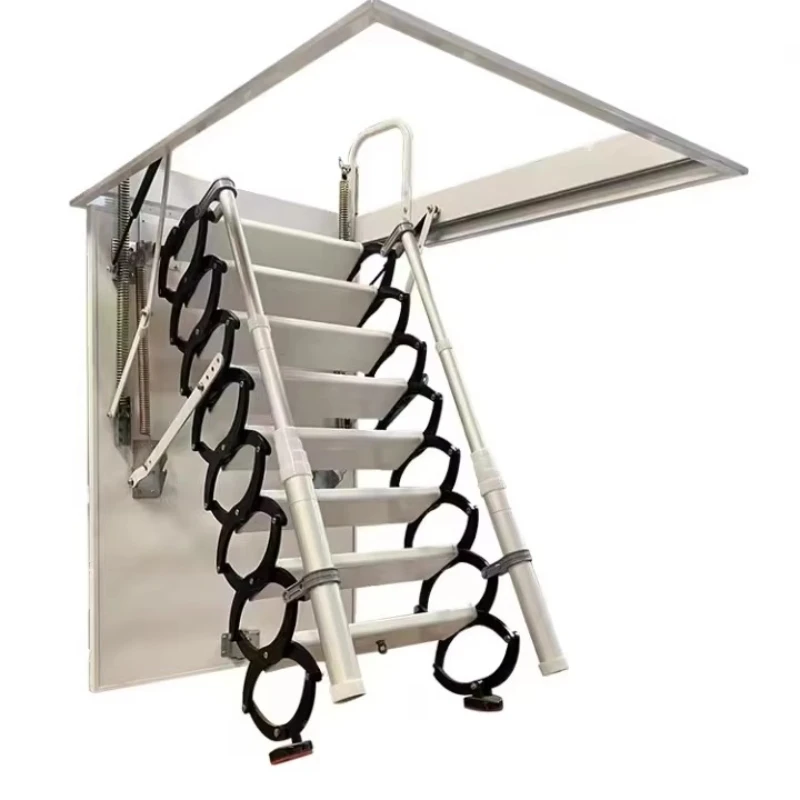 Modern indoor folding attic telescopic staircase electric household lifting wire rope sling hotel new conditions