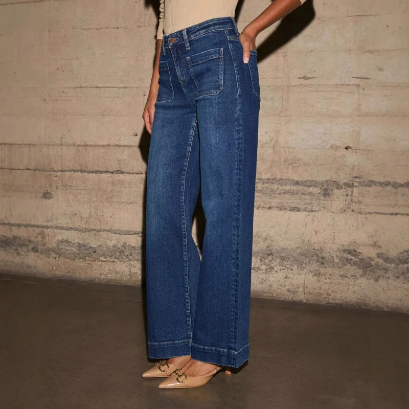 Women's New Europe and the United States High-Waisted Jeans Women's 2025 Spring Thin Wide-Leg Retro Temperament Straight Pants