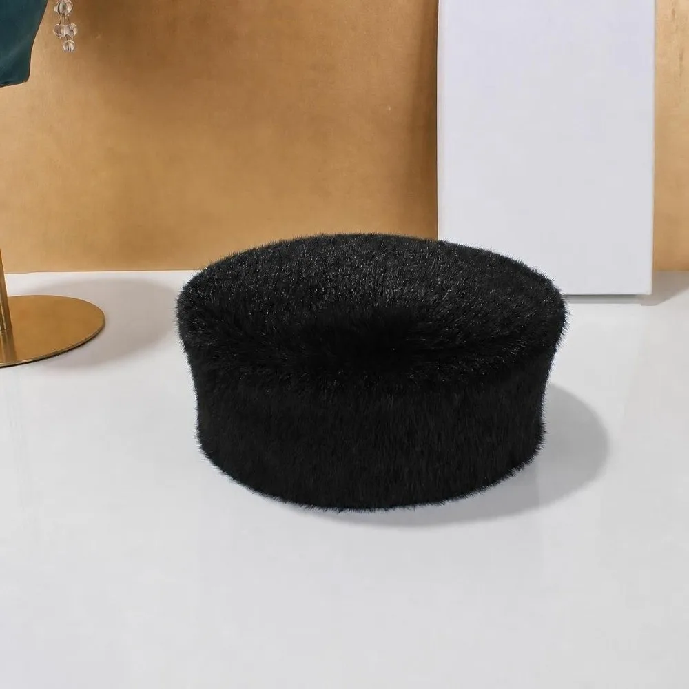 New Faux Mink Fur Pillbox Hat Texture Warm Flat Top Hat Face Flattering Versatile Winter Cap Winter Wear