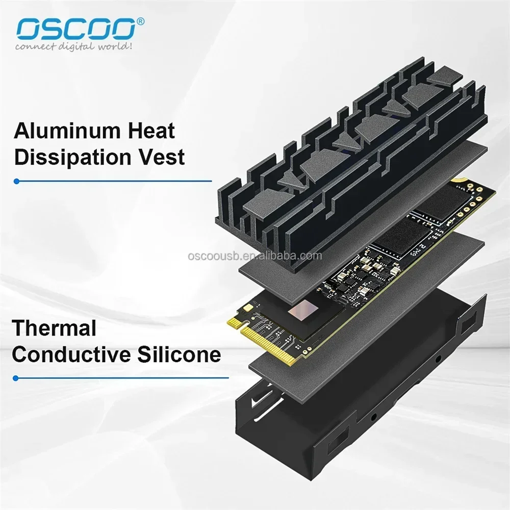 OSCOO-unidad de estado sólido de 7500 MB/s, disco duro NVME PCIe 4,0 de alta velocidad para juegos, Disque Dur de 4TB con disipador térmico para Ps5