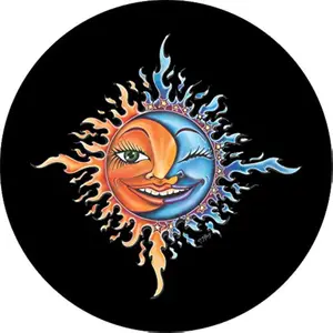 Sun and Moon Celestial Couple Spare Tire Cover Durable Polyester Wheel Protector