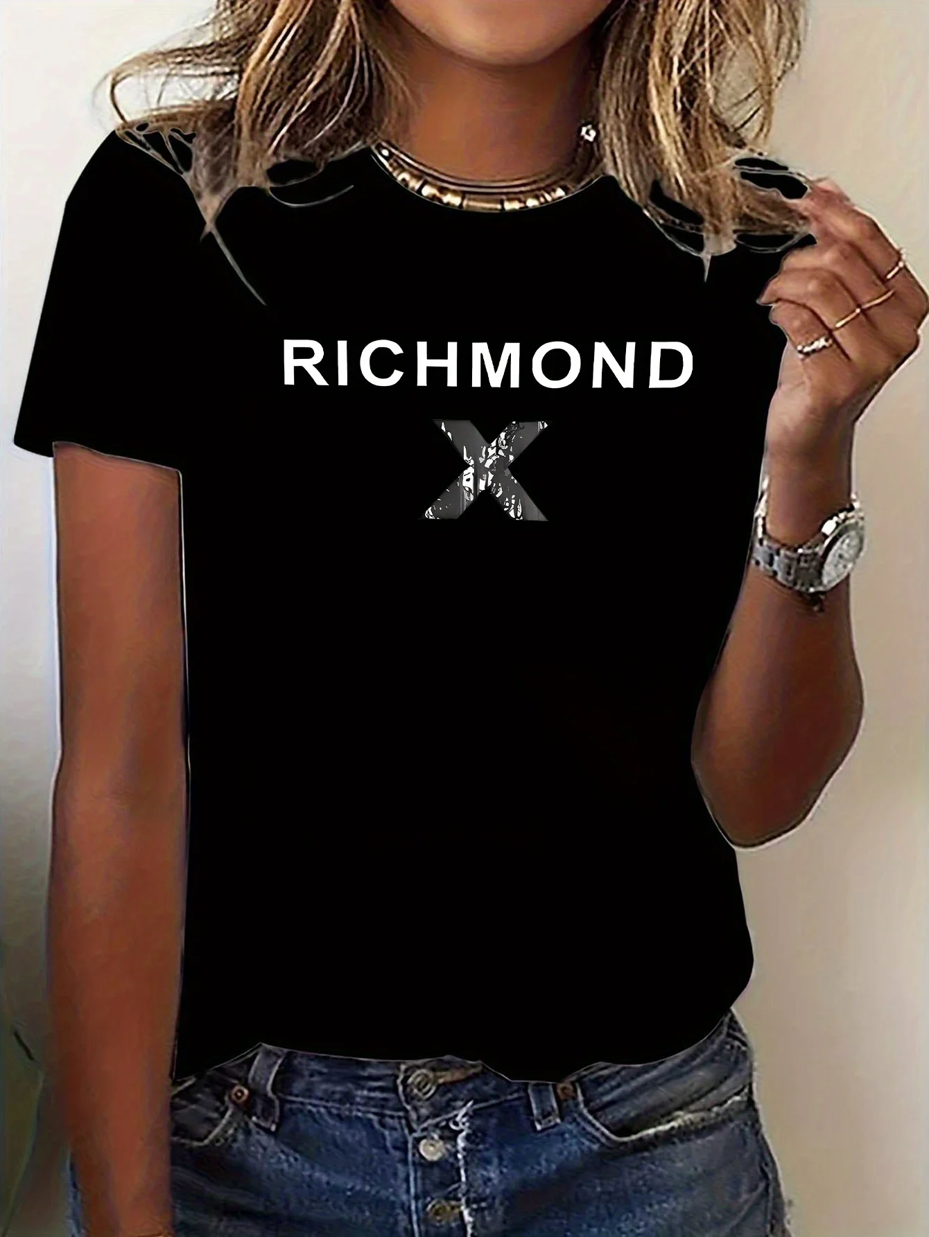 

Richmond Women's T-Shirt Crew Neck Short Sleeve Cotton Tees Fashion Luxury Brand T-shirt Men Women Clothing Y2k Tops Streetwear