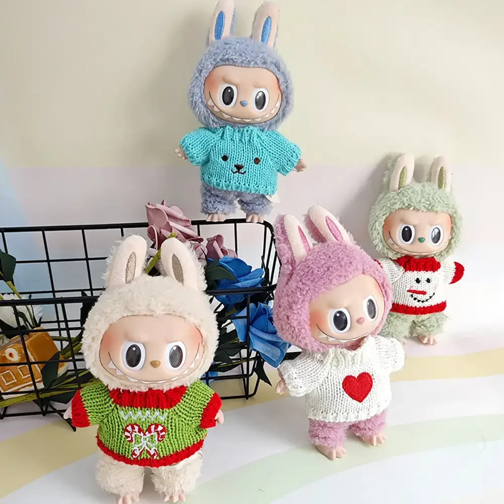 For 17cm Labubu Doll Clothes Fashion Clothes Knitted Sweater Doll Clothes Dolls Accessories Cute Decoration Little Clothes