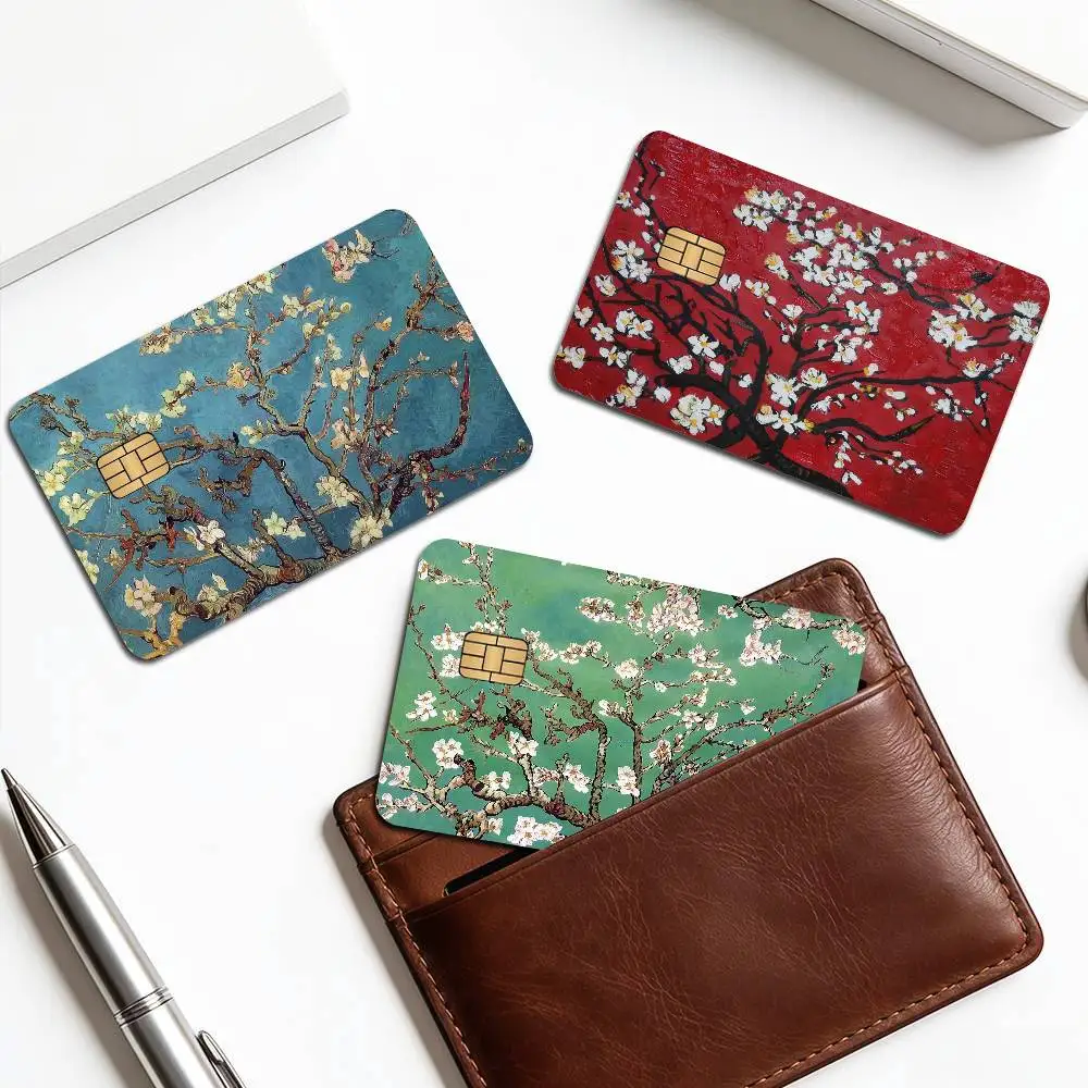 Almond blossoms van gogh 2024 Anime Cartoon Skin Stickers Film Tape Case for Big Credit Debit Card Front Side