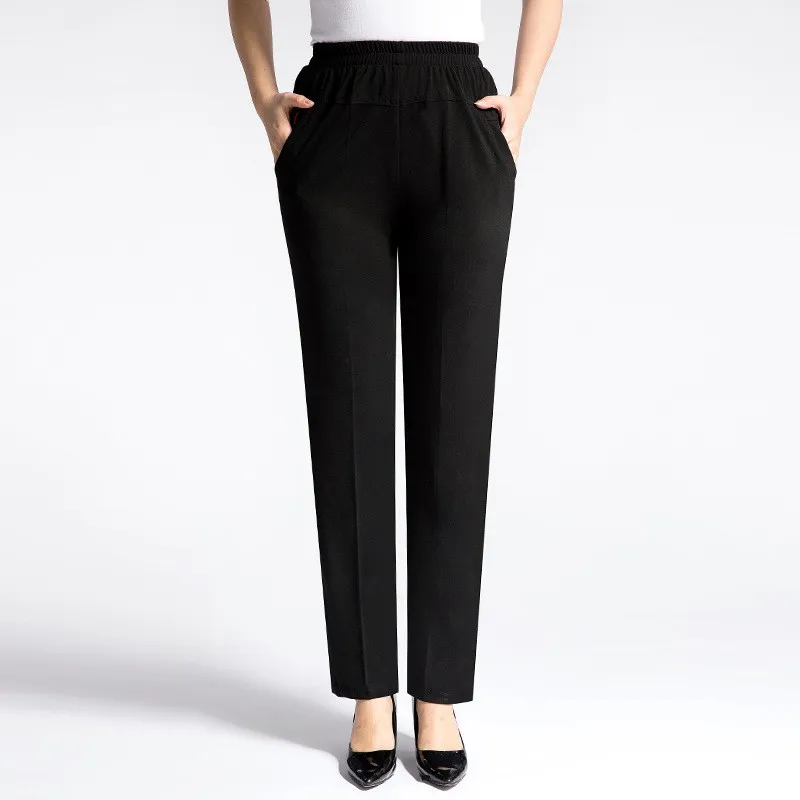 

Летние тонкие брюки из ледяного шелка свободного кроя с высокой талией и эластичным поясом для женщин среднего и старшего возраста: комфортные и дышащие