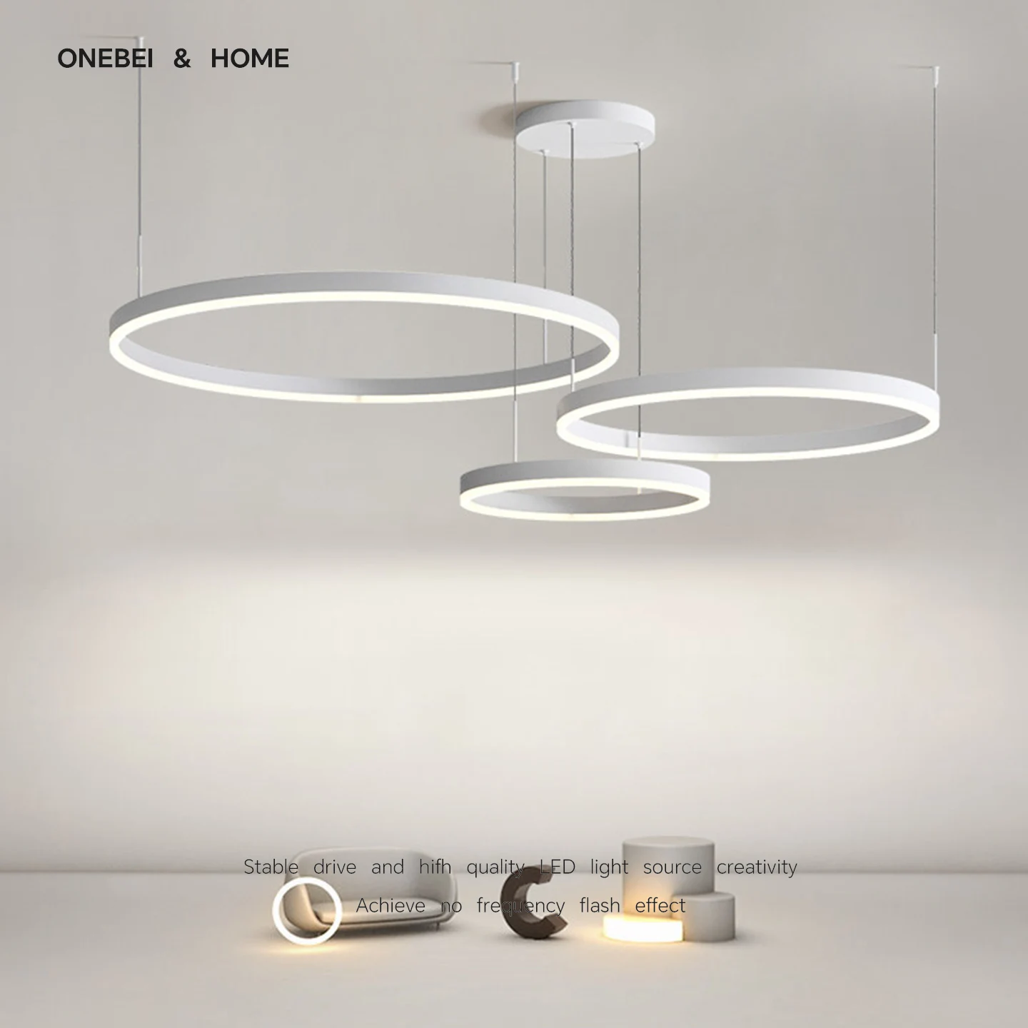 Modern LED Ring Chandelier Home Lighting Living Room Dining Room Ceiling Hanging Chandelier Lustre Indoor Lighting Decoration