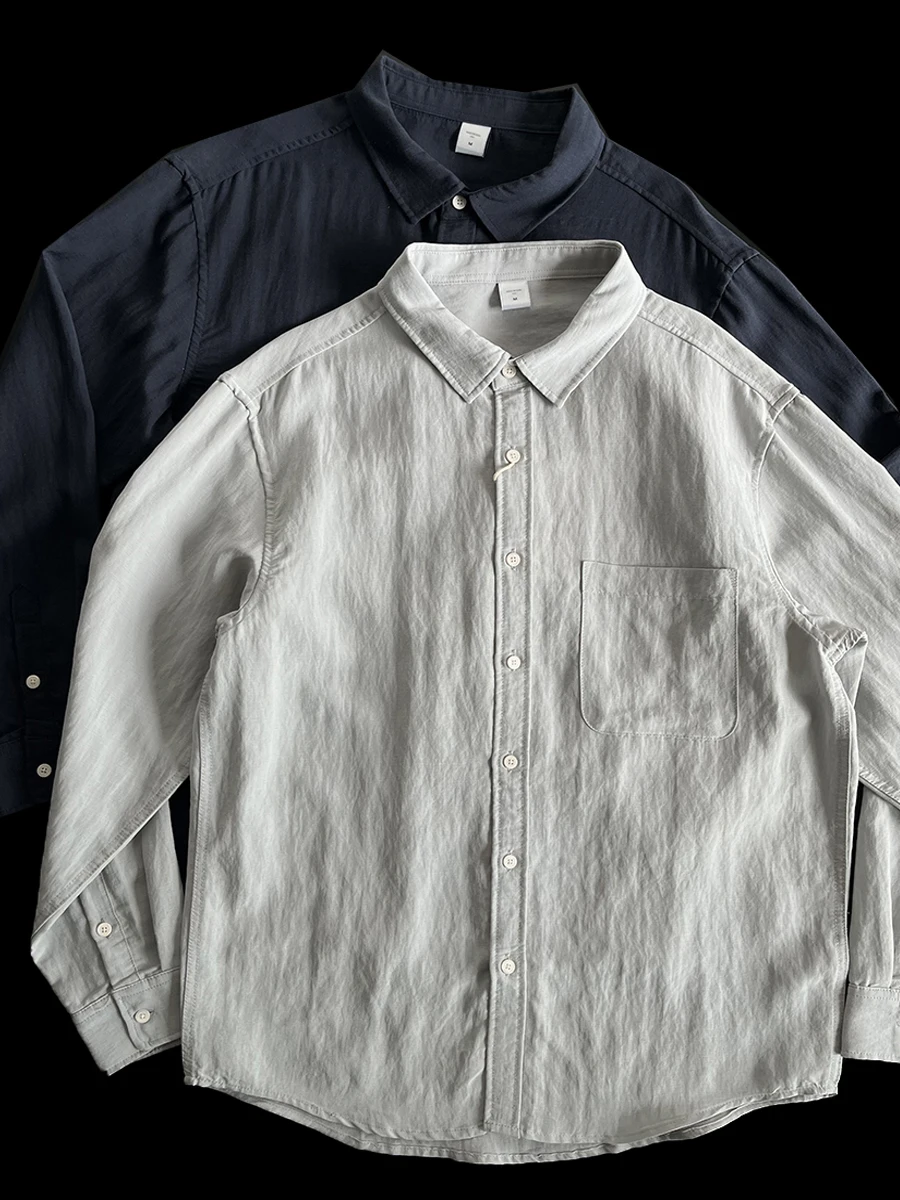 

Ele Japanese Sle Men's Long Sve irt Luxury Blend of Lenzing Lyocell Viscose And Nylon Loose Fit Ele irt