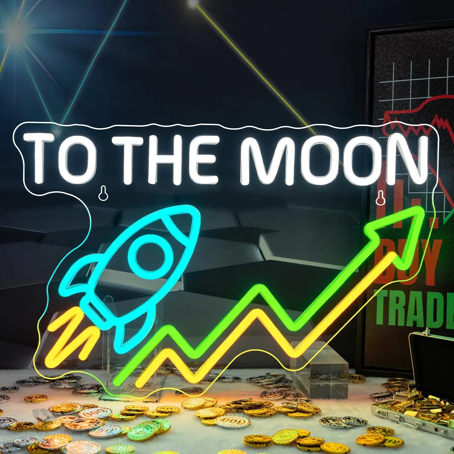 

Неоновая вывеска для дневной торговли – декор для биржевой торговли, светодиодный неоновый светильник с питанием от USB для игровой комнаты, дисплей криптовалютных котировок, подарок для мужчин