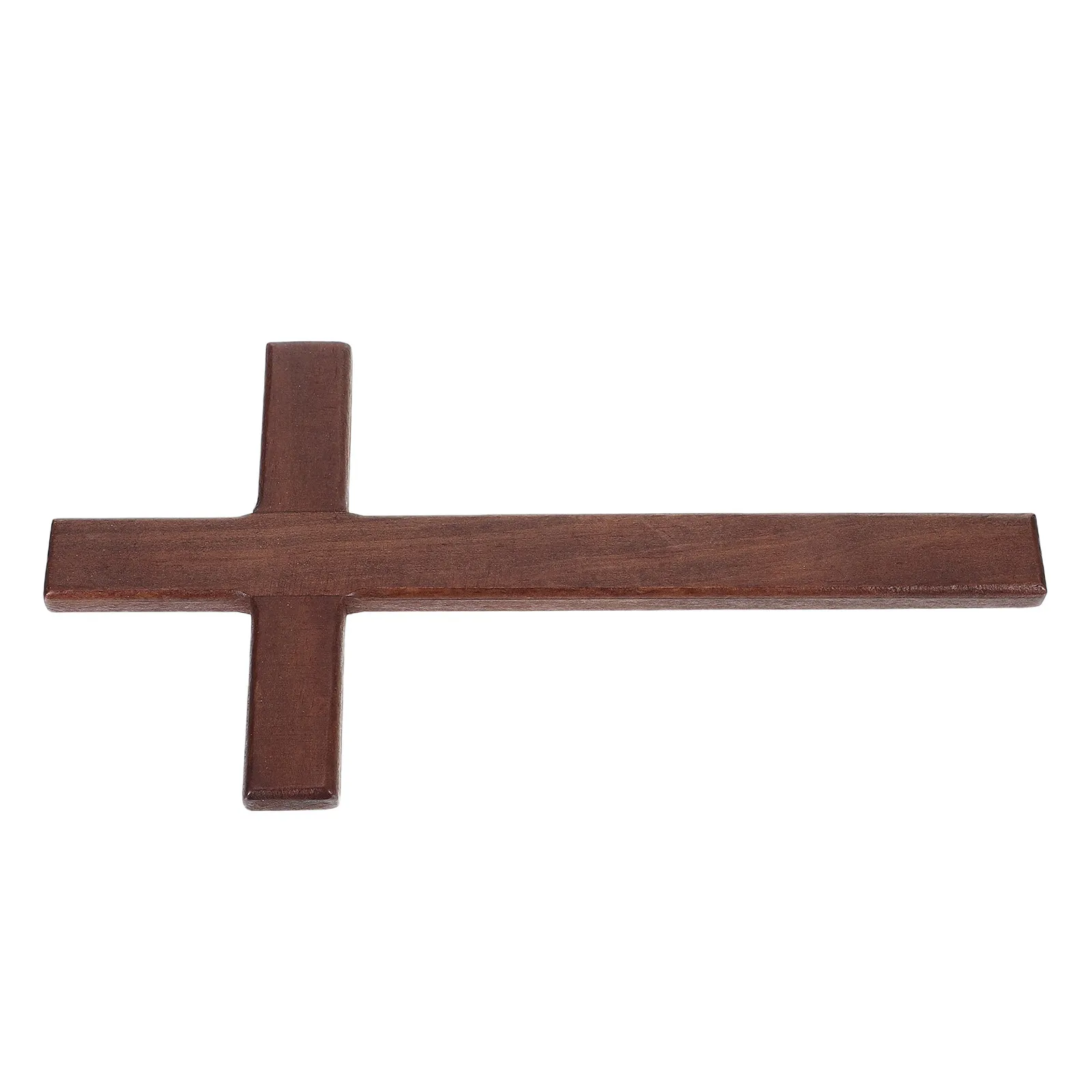 Carved Small Wooden Cross Natural Wood Grain Rustic Elegance Sturdy Tabletop Wall Decor for Home Prayer Room Easter Centerpiece