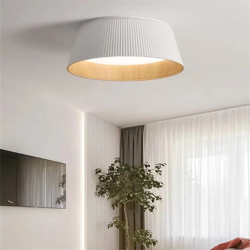 Fluted Ribbed wood Grain LED Ceiling light round Minimalist Led lamp Bedroom Dining room lamp study Children's Room Decor Lamp