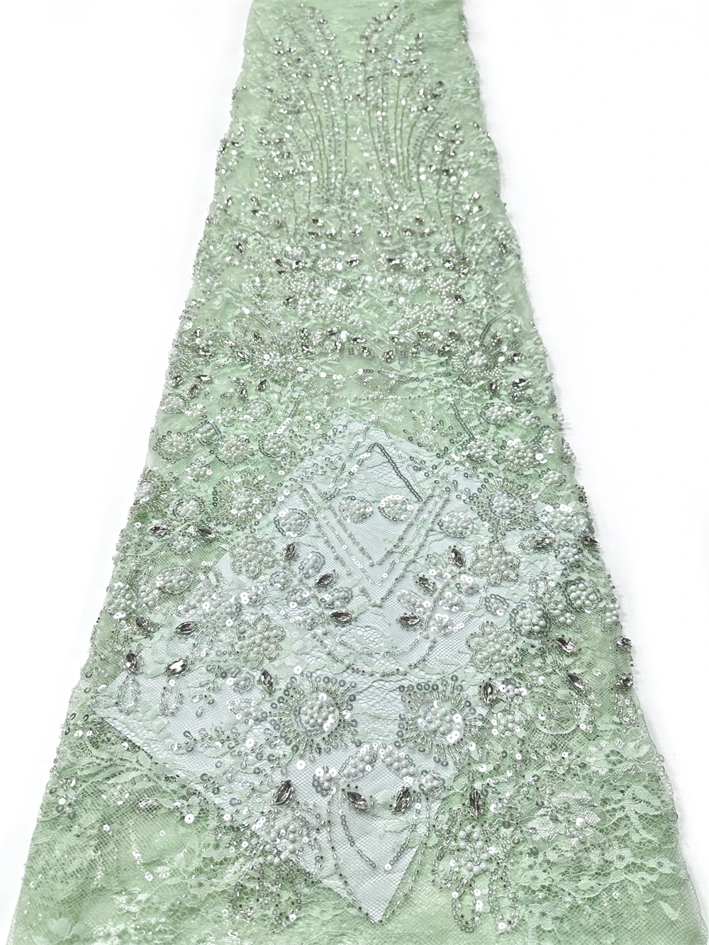 

2Yards African Lace Fabric High Quality Beaded Embroidered Mesh Lace with French Sequins for Wedding Nigerian 2026 Latest Design