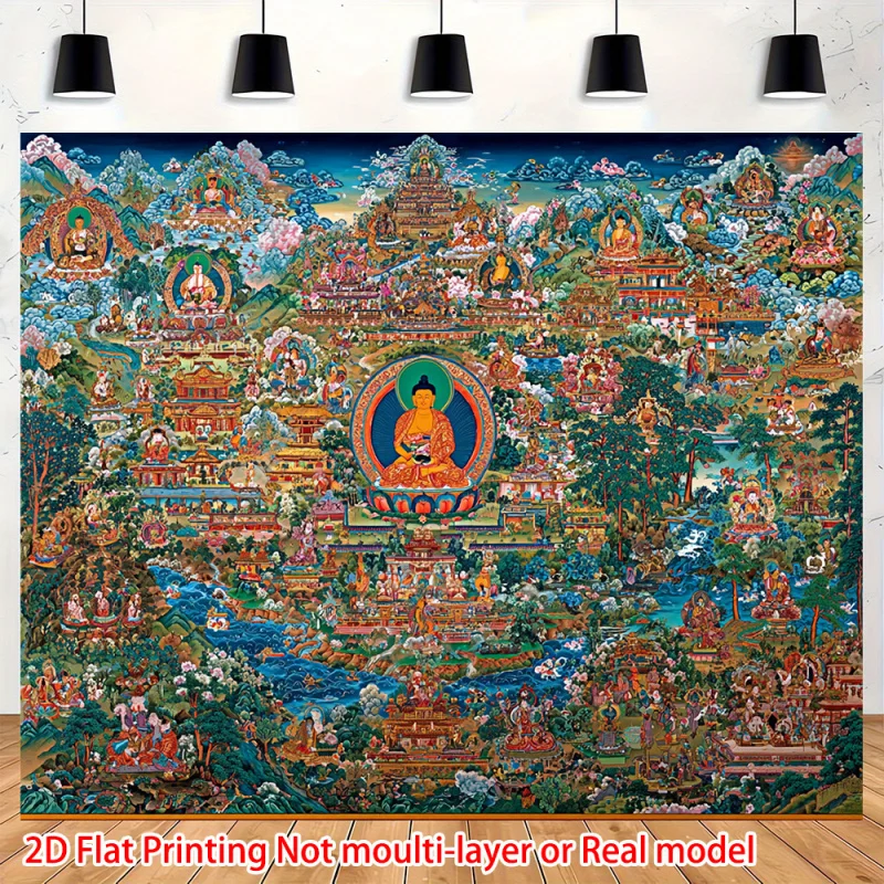 VIKAMA Tibetan Shakyamuni Buddha Design Wall Decoration Home Office Meditation Area Tapestry Home Decoration