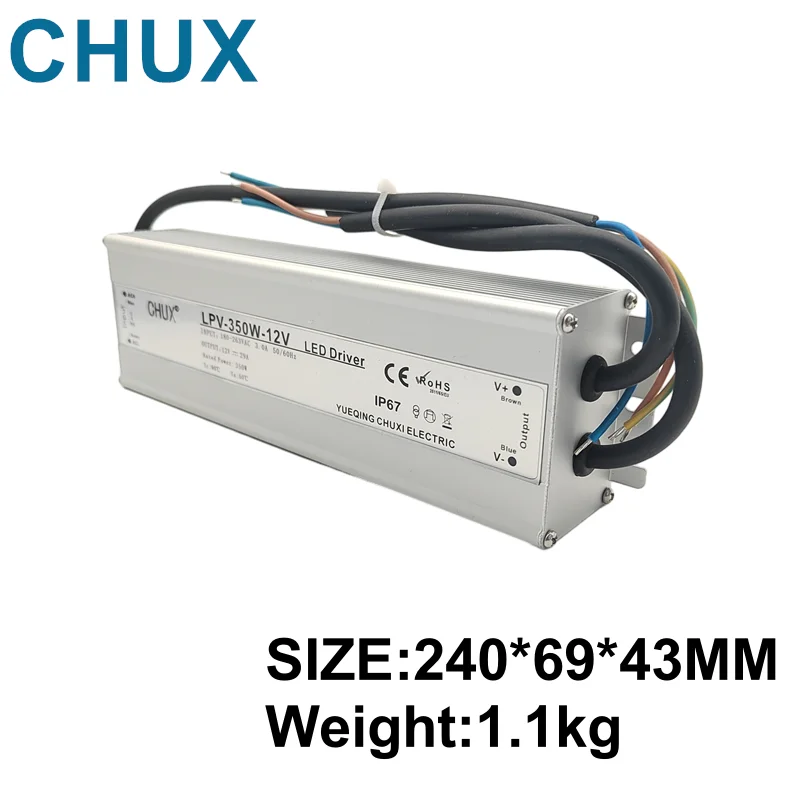 CHUX  400W 350W 300W Waterproof LED Driver 12V 24V 36V 48VDC Outdoor Waterproofing  Switching Power Supply Smps LPV-400W 350W