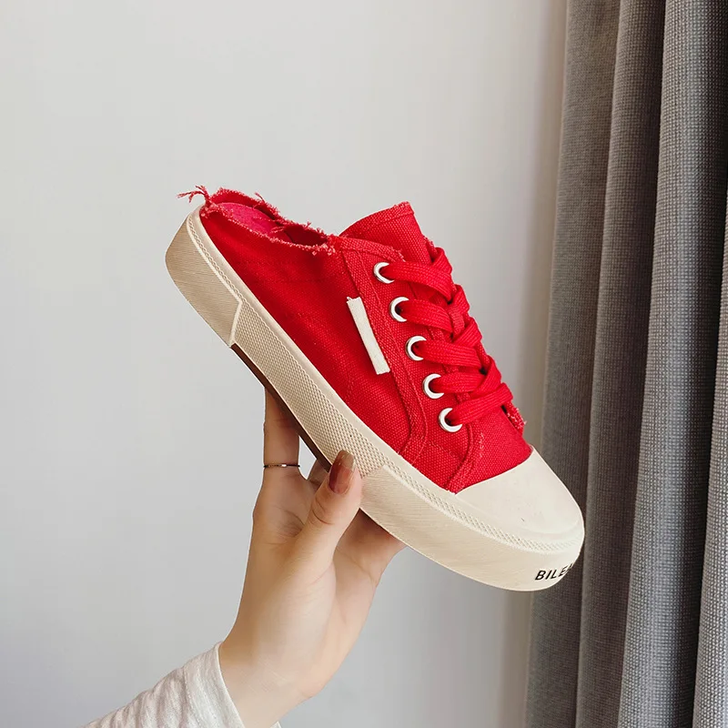 

New Women's Shoes Street Style Canvas Muller Slippers for Woman Fashion Baotou Sports Casual Shoes Designer Shoes Zapatos Mujer