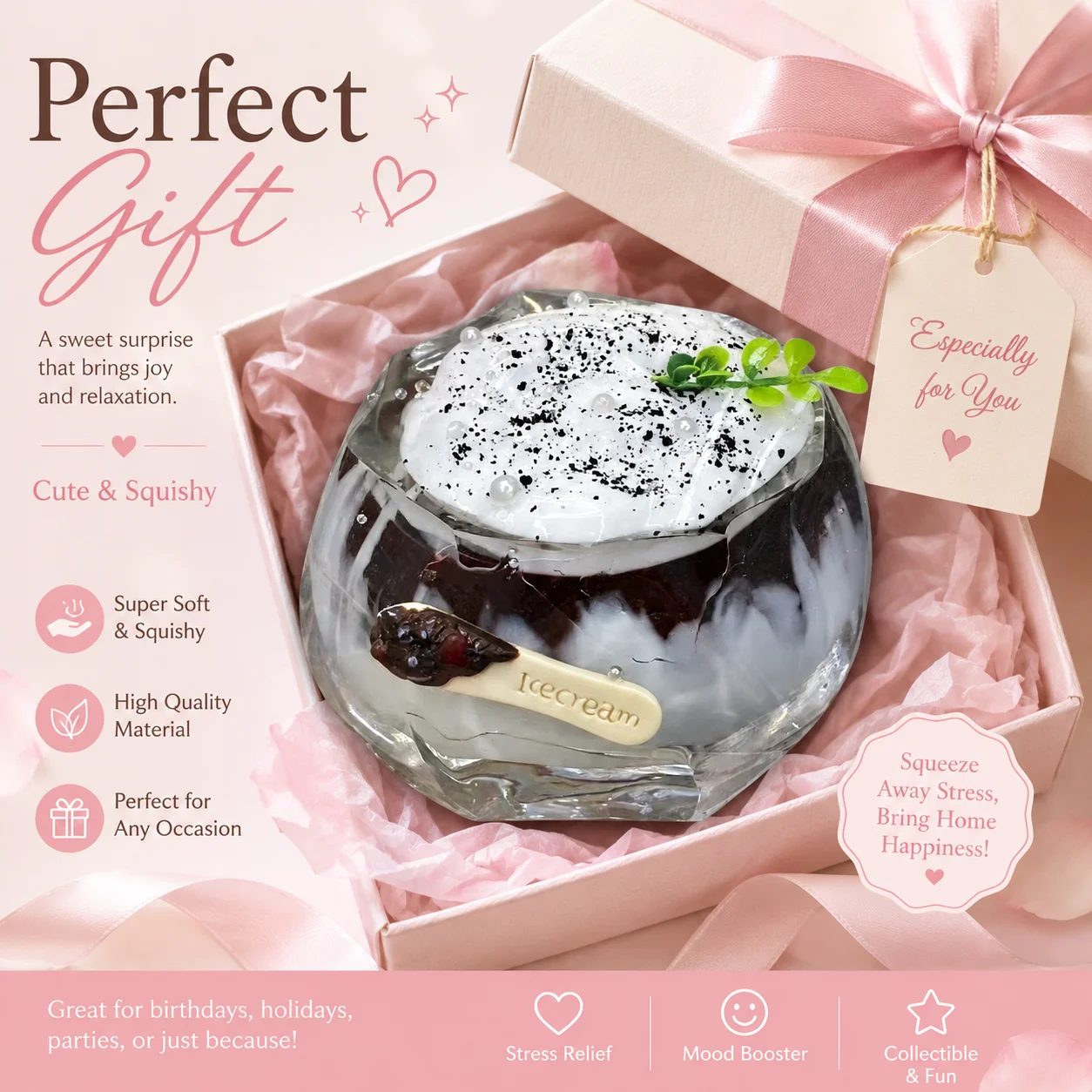 Juguete Blandito de Crema de Oreo de Grado Alimenticio, Juguete Sensorial de Compresión Lenta, Juguete Antiestrés, Regalo para Fiestas Infantiles