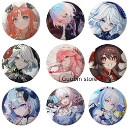 58mm Game Honkai Impact 3 Brooch Lapel Pin Badge Characters Kiana Kaslana Aponia Bronya Zaychik Raiden Mei Brooch Decoration