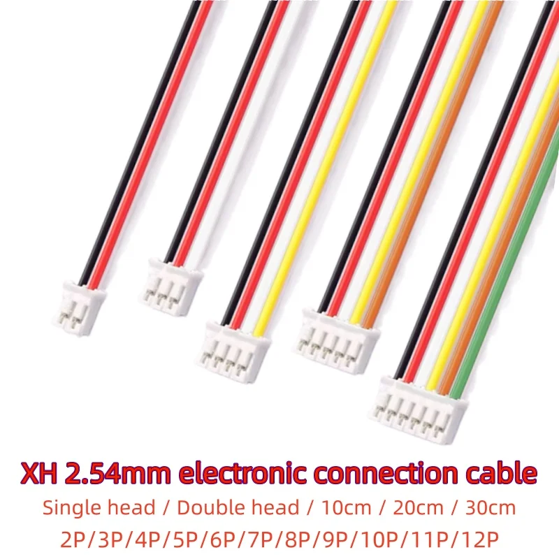 10PCS 1.0 1.25 1.5 2.0 2.54  XH2.54mm Single/Double head female plug connector with wire 2/3/4/5/6/7/8/9/10/11/12Pin