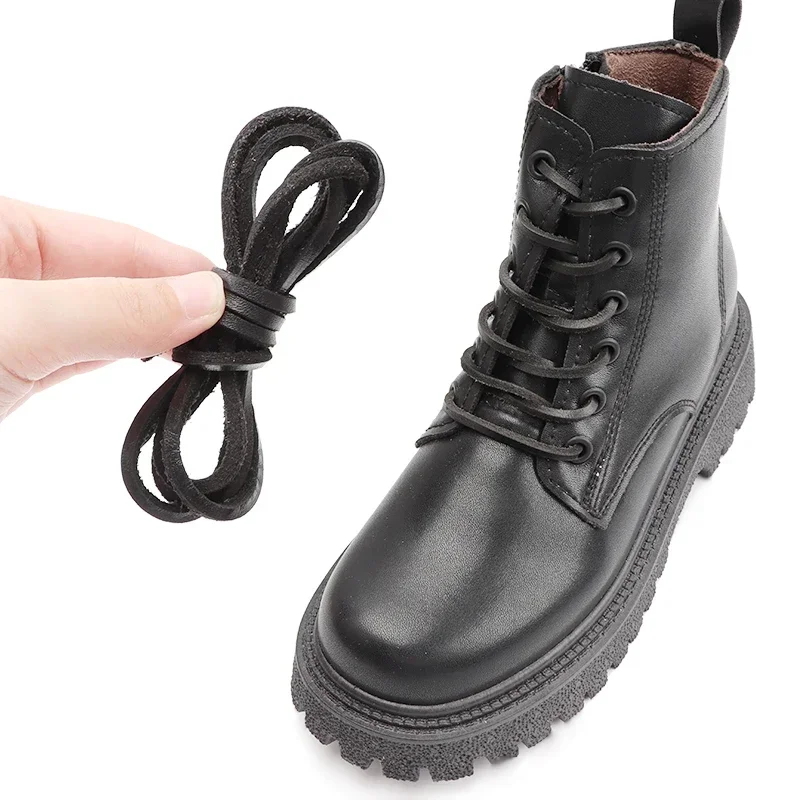 New Classic Multicolor Leisure Shoe Lace High Quality Flat Shoelaces Solid Leather Shoe Laces Outdoor Unisex Boots Shoelace