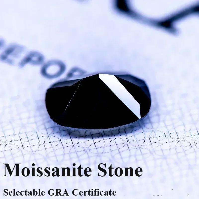 

Moissanite Stone Natural Black Color Rectangular Cushion Cut DIY Charms Necklace Earrings Main Materials with Cer