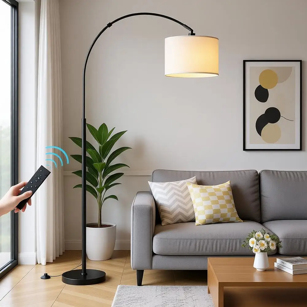 

70 Dimmable Arc Floor Lamp with Remote, Color Temperatures and Brightness Adjustable, Arched Floor Lamp with Rotating, Over Couc