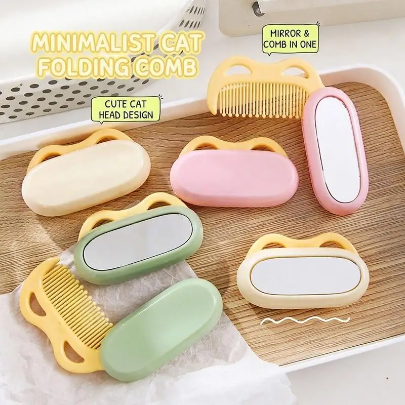 1/3Pcs Portable Foldable cartoon Small Mirror with Travel Comb Handheld Makeup Mirror Makeup Mirror Comb Set